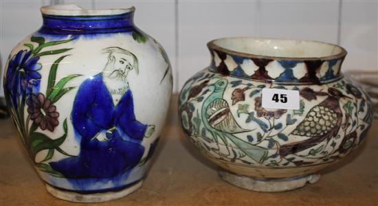 Two 19th century Persian pottery vases